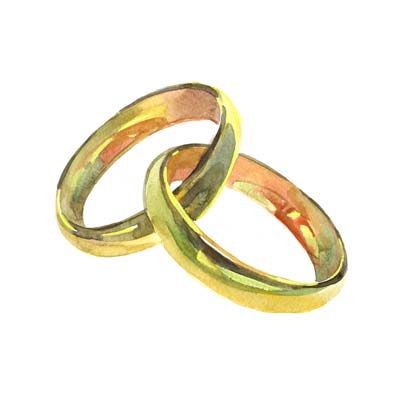 Watercolour Wedding Rings Picture