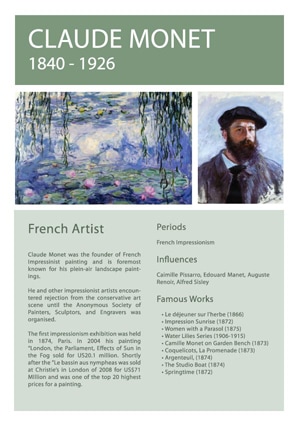 Artist Info Claude Monet Picture