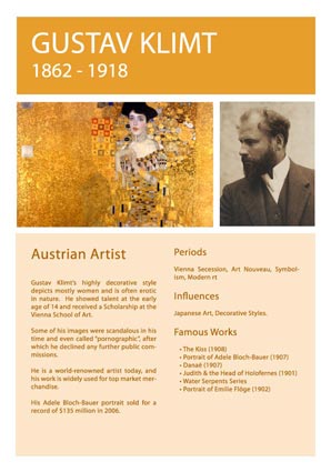 Artist Info Gustav Klimt Picture
