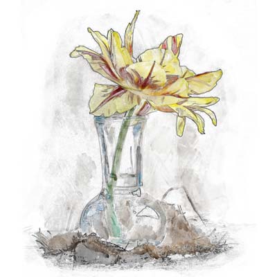 Glass Vase with Flower Picture